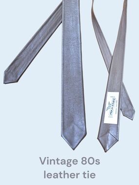 80s Vintage Leather Tie In Taupe By Bilerman Canada